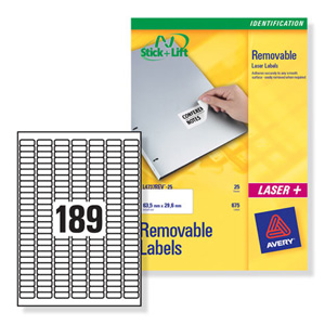 Avery Mini Labels Removable Laser 189 per Sheet 25.4x10mm White Ref L4731REV-25 [4725 Labels]