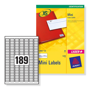 Avery Mini Labels Inkjet 189 per Sheet 25.4x10mm White Ref J8658REV-25 [4725 Labels]