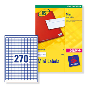 Avery Mini Labels Inkjet 270 per Sheet 17.8x10mm White Ref J8659REV-25 [6750 Labels]