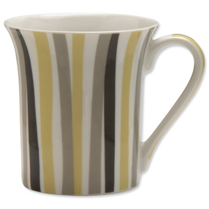 Mug Fine China Latte Shaped Coloured Stripes Design [Pack 6] Ident: 628B