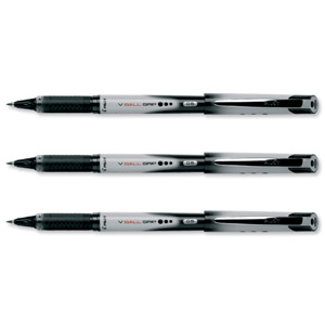 Pilot VBall VB5 Rollerball Pen with Rubber Grip 0.5mm Tip 0.3mm Line Black Ref BLNVBG5 01 [Pack 12]