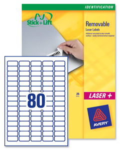 Avery Mini Labels Removable Laser 80 per Sheet 35.6x16.9mm White Ref L4732REV-25 [2000 Labels] Ident: 136C