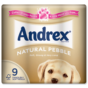 Andrex Toilet Rolls 2-Ply 240 Sheets Natural Pebble Ref VKC4974125 [Pack 9]