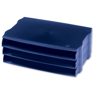 Avery DTR Letter Tray Wide Entry Stackable Blue Ref DR800BLU [Pack 3]