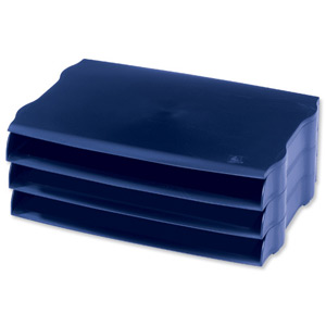 Avery DTR Letter Tray Wide Entry Stackable Blue Ref DR800BLU [Pack 3] Ident: 324A