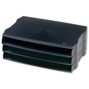 Avery DTR Letter Tray Wide Entry Stackable Black Ref DR800BLK [Pack 3]