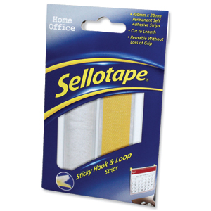 Sellotape Sticky Hook and Loop Strips in a Wallet 20x450mm Ref 1445183 Ident: 354D