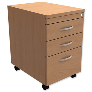 Trexus Filing Pedestal Under-Desk Soft Close 3 Drawers W400xD580xH674mm Beech