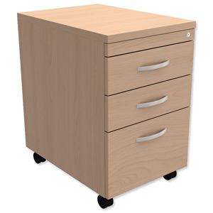 Trexus Filing Pedestal Under-Desk Soft Close 3 Drawers W400xD580xH674mm Maple Ident: 436B