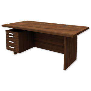 Adroit Virtuoso Desk Rectangular with Left Hand Pedestal 41mm Top W1800xD900xH750mm Dark Walnut Ident: 420B