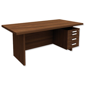 Adroit Virtuoso Desk Rectangular with Right Hand Pedestal 41mm Top W1800xD900xH750mm Dark Walnut Ident: 420B