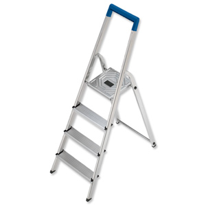 Folding Aluminium Ladder 4 Non Slip Ribbed Steps 3.9kg