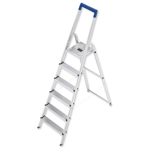 Folding Aluminium Ladder 6 Non Slip Ribbed Steps 5.5kg Ident: 503B