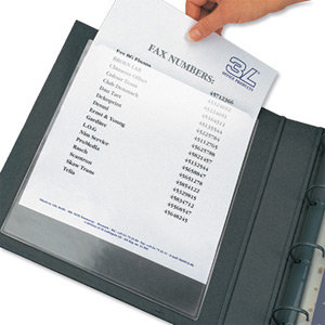 3L Filing Pockets Polypropylene Full Size Self-adhesive A5 Clear Ref 10088 [Pack 50]