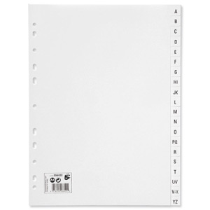 5 Star Index Multipunched 120 micron Polypropylene A-Z A4 White