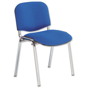 Trexus Stacking Chair Chrome Frame with Upholstered Seat W480xD420xH500mm Blue Ident: 408C