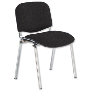 Trexus Stacking Chair Chrome Frame with Upholstered Seat W480xD420xH500mm Charcoal Ident: 408C