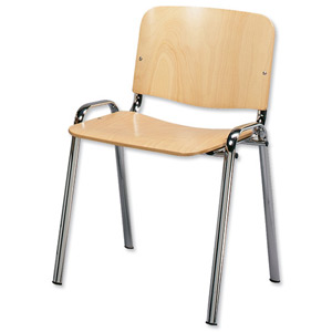 Trexus Stacking Chair Chrome Frame with Wooden Seat W460xD400xH450mm Beech Ident: 408D