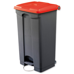 EcoStep Bin 90 Litre Red Lid Grey Ref SPICEECO90STEP1 Ident: 520F