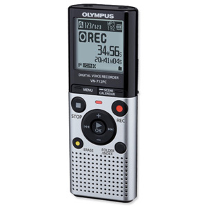 Olympus VN-712PC Voice Recorder USB MicroSDHC MP3 WMA 2GB 823Hrs LP 5x200 Messages Ref V405161SE000 Ident: 670E