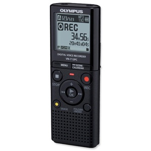 Olympus VN-713PC Voice Recorder USB MicroSDHC MP3 WMA 4GB 1626Hrs LP 5x200 Messages Ref V405181BE000 Ident: 670F