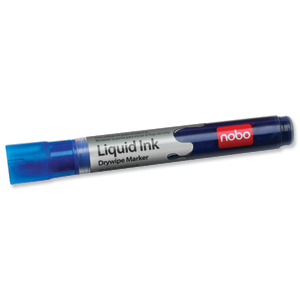 Nobo Liquid Ink Drymarker Drywipe Flipchart OHP Bullet Tip Line Width 3mm Blue Ref 1901075 [Pack 12]