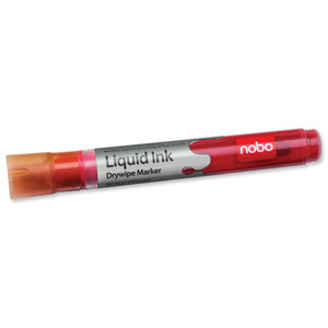 Nobo Liquid Ink Drymarker Drywipe Flipchart OHP Bullet Tip Line Width 3mm Red Ref 1901074 [Pack 12] Ident: 97A