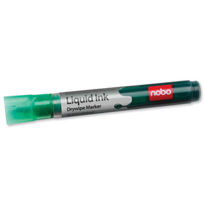 Nobo Liquid Ink Drymarker Drywipe Flipchart OHP Bullet Tip Line Width 3mm Green Ref 1901076 [Pack 12] Ident: 97A