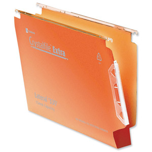 Rexel Crystalfile Extra Lateral File Polypropylene Square-base 30mm W330mm Orange Ref 300125 [Pack 25] Ident: 214C