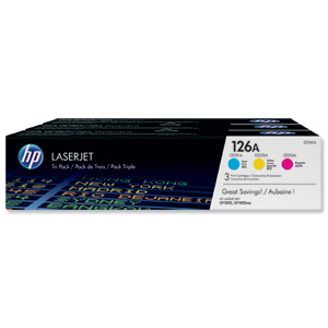 Hewlett Packard [HP] 126A Laser Toner Cartridge Page Life 1000pp Cyan/Magenta/Yellow Ref CF341A [Pack 3]