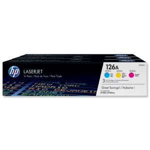 Hewlett Packard [HP] 126A Laser Toner Cartridge Page Life 1000pp Cyan/Magenta/Yellow Ref CF341A [Pack 3] Ident: 692I