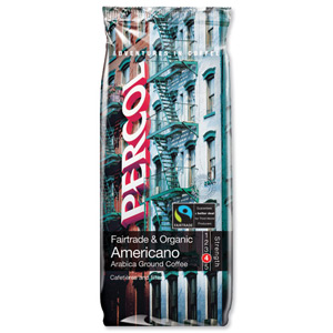 Percol Fairtrade Cafe Americano Ground Coffee Organic Arabica High Roast 227g Ref A07629 Ident: 614B