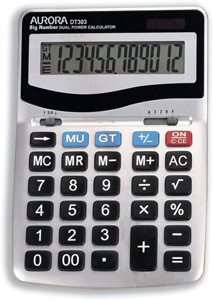 Aurora Calculator Desktop Battery/Solar-power 12 Digit 3 Key Memory 133x198x34mm Ref DT303 Ident: 663C
