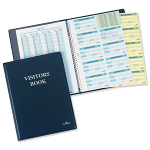 Durable Visitors Book Leather Look 300 Badge Inserts 80gsm W90xH60mm Ref 1465-00 Ident: 51H