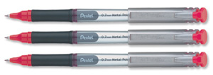 Pentel Energel Rollerball Pen Metal Point 0.7mm Tip 0.35mm Line Red Ref BL17-B [Pack 12]