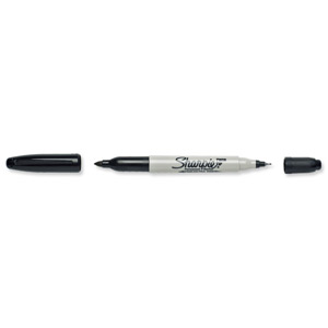 Sharpie Twin Tip Permanent Marker Alcohol-based 1.5mm and 0.4mm Line Black Ref S0811100 [Pack 12] Ident: 92B