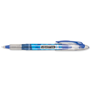 Paper Mate Liquid Flair Fineliner Pen Medium 1.0mm Tip 0.7mm Line Blue Ref S0191243 [Pack 12]