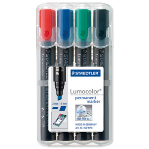 Staedtler Permanent Bullet Marker Assorted Ref 352WP4 [Pack 4]