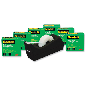 Scotch Magic Tape 12 rolls and a FREE Dispenser 19mmx33m Ref SM12