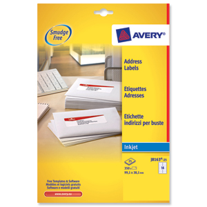 Avery Quick DRY Addressing Labels Inkjet 14 per Sheet 99.1x38.1mm White Ref J8163-25 [350 Labels] Ident: 133B