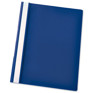 Esselte Report Flat File Lightweight Plastic Clear Front A4 Dark Blue Ref 28315 [Pack 25] Ident: 202B