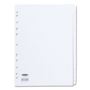 Concord Subject Dividers 230 Micron Punched 11 Holes 20-Part A4 White Ref 79601/96 Ident: 244C