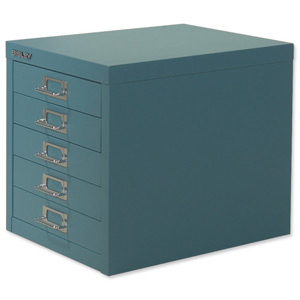 Bisley SoHo Multidrawer Cabinet 5-Drawer H325mm Doulton Blue Ref H125NL-74 Ident: 463B
