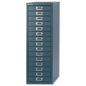 Bisley SoHo Multidrawer Cabinet 15-Drawer H860mm Doulton Blue Ref H3915NL-74 Ident: 463B