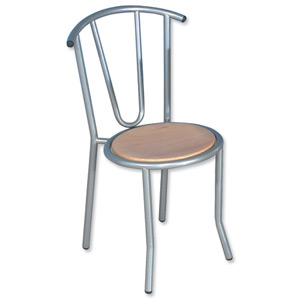 Trexus Cafe Chair Stackable Silver-effect Frame Backrest H390mm W350xD350xH460mm Beech