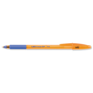 Bic Orange Grip Ball Pen Translucent Barrel 0.8mm Tip 0.2mm Line Blue Ref 811926 [Pack 20] Ident: 82A