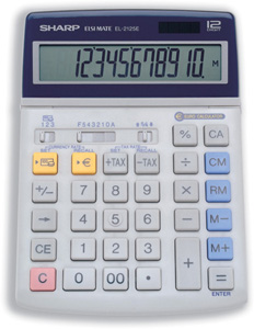 Sharp Calculator Tax Euro Desktop Tax Battery/Solar-power 12 Digit 140x195x22.5mm Ref EL2125C Ident: 662A