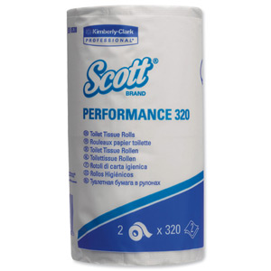 Scott Performance Toilet Tissue 2-ply 2 Rolls of 320 Sheets Ref 8538 [Pack 18]