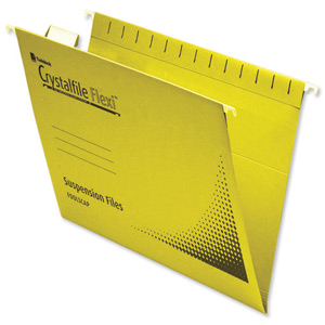 Rexel Crystalfile Flexifile Suspension File Manilla V-base Foolscap Yellow Ref 3000043 [Pack 50]