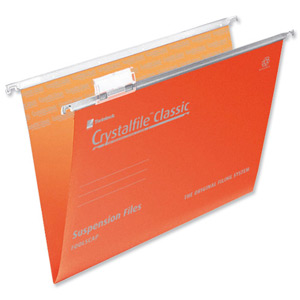 Rexel Crystalfile Classic Suspension File Manilla V-base 15mm Foolscap Orange Ref 3000050 [Pack 50]